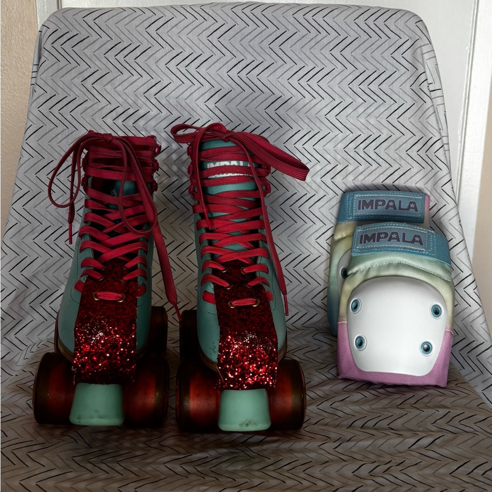 Impala Aqua Roller Skates with Protective Gear